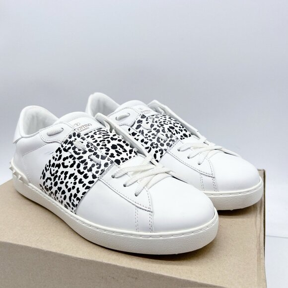 VALENTINO GARAVANI Rockstud Untitled Leopard Sneaker Men White Leather EU42 US 9 - Picture 1 of 15